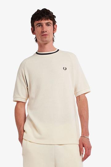 White Fred Perry M3844 Men's T Shirts | PH 1719DFMN